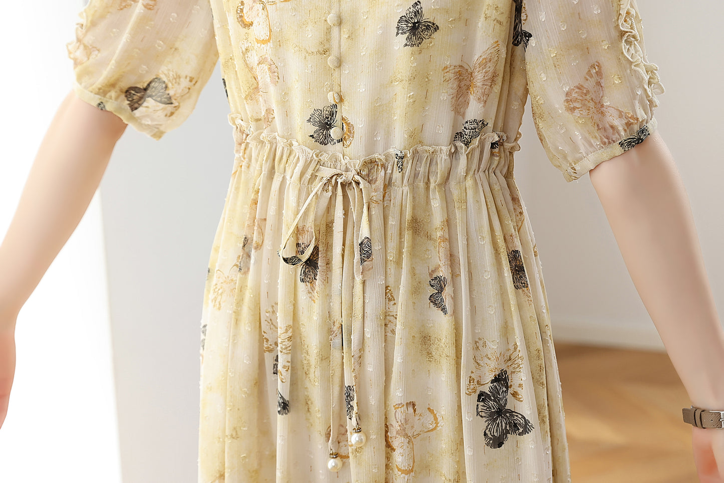 Women's Chffion V-Neck Floral Print Midi Dress