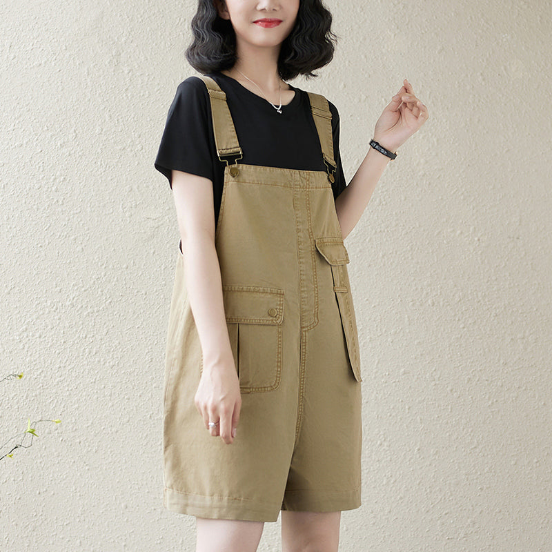 Women's Denim Bib Shorts Adjustable Strap Shortalls Romper