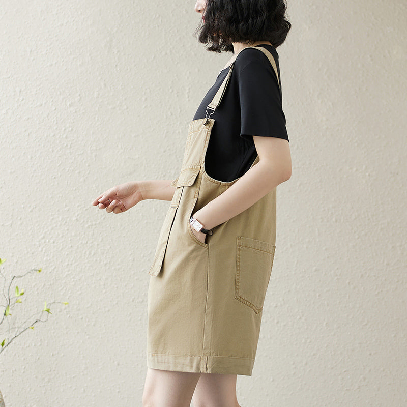 Women's Denim Bib Shorts Adjustable Strap Shortalls Romper