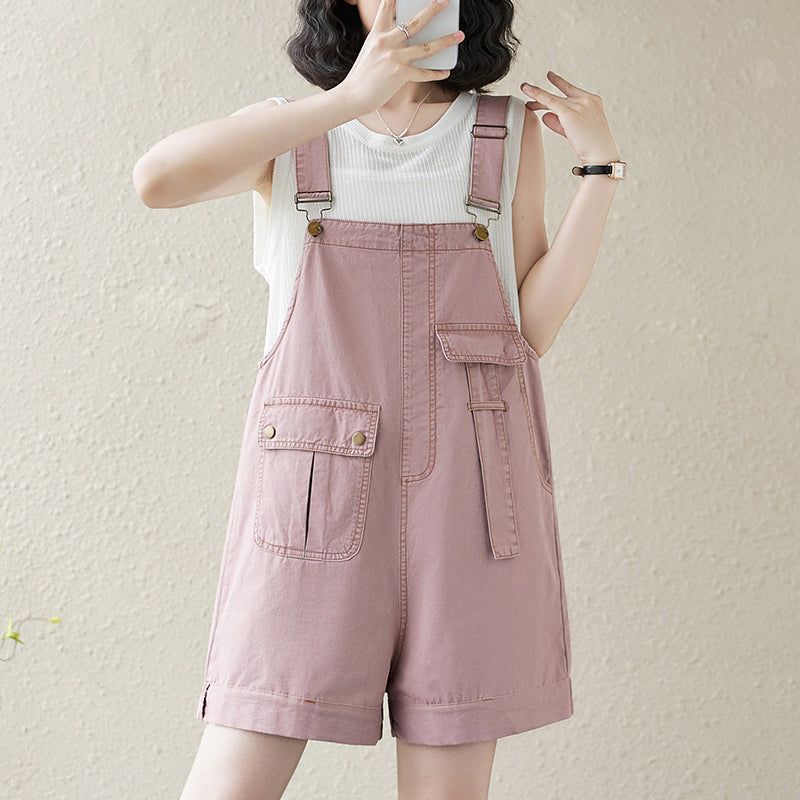 Women's Denim Bib Shorts Adjustable Strap Shortalls Romper