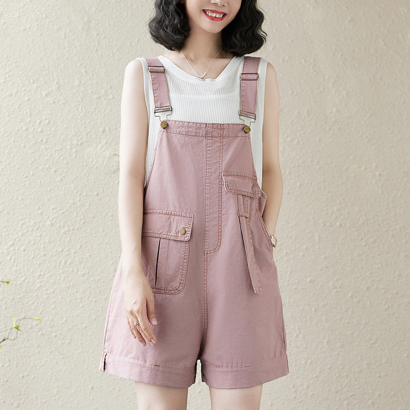 Women's Denim Bib Shorts Adjustable Strap Shortalls Romper