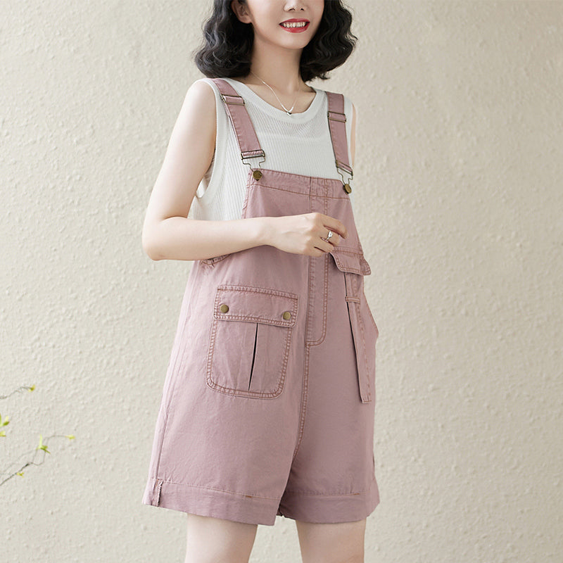 Women's Denim Bib Shorts Adjustable Strap Shortalls Romper