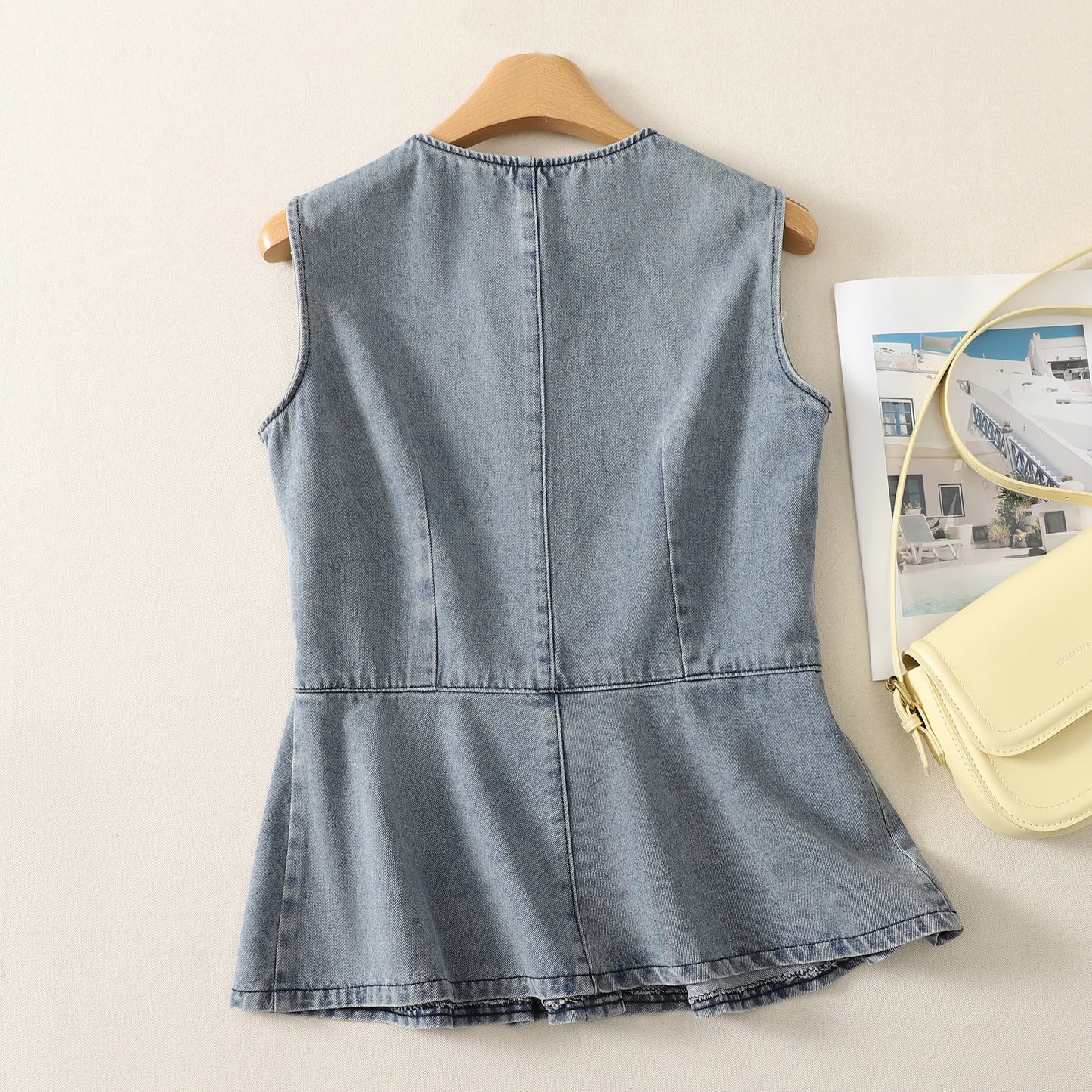 Sleeveless Denim Button Front Top