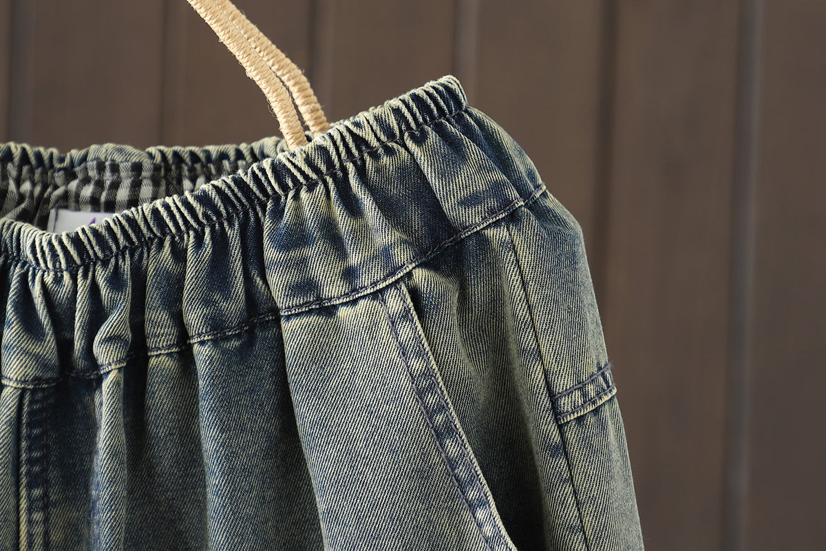 Women Jeans Denim Loose Pants Elastic Waist