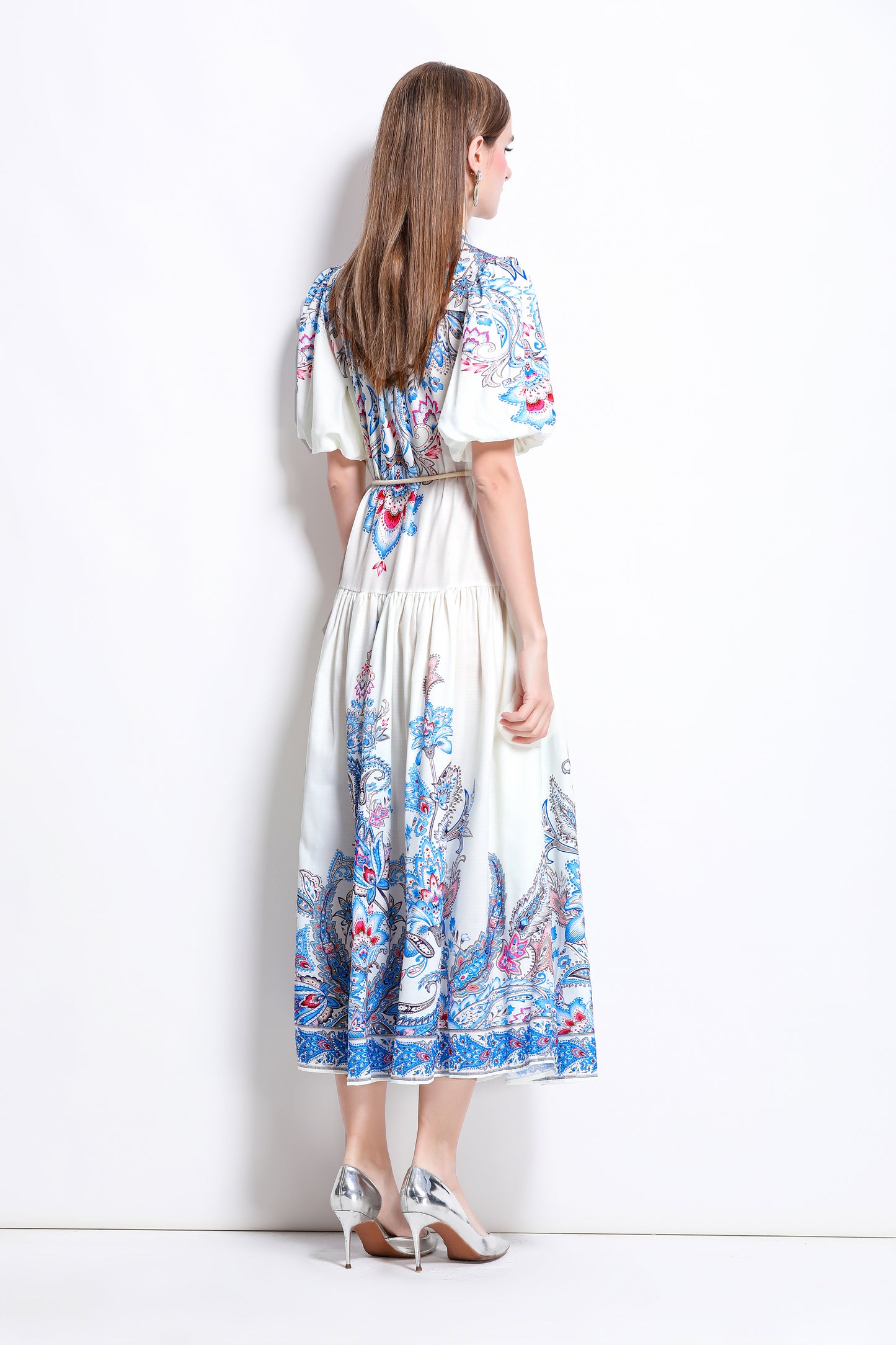 Women's Floral Print Button Up Maxi Dress
