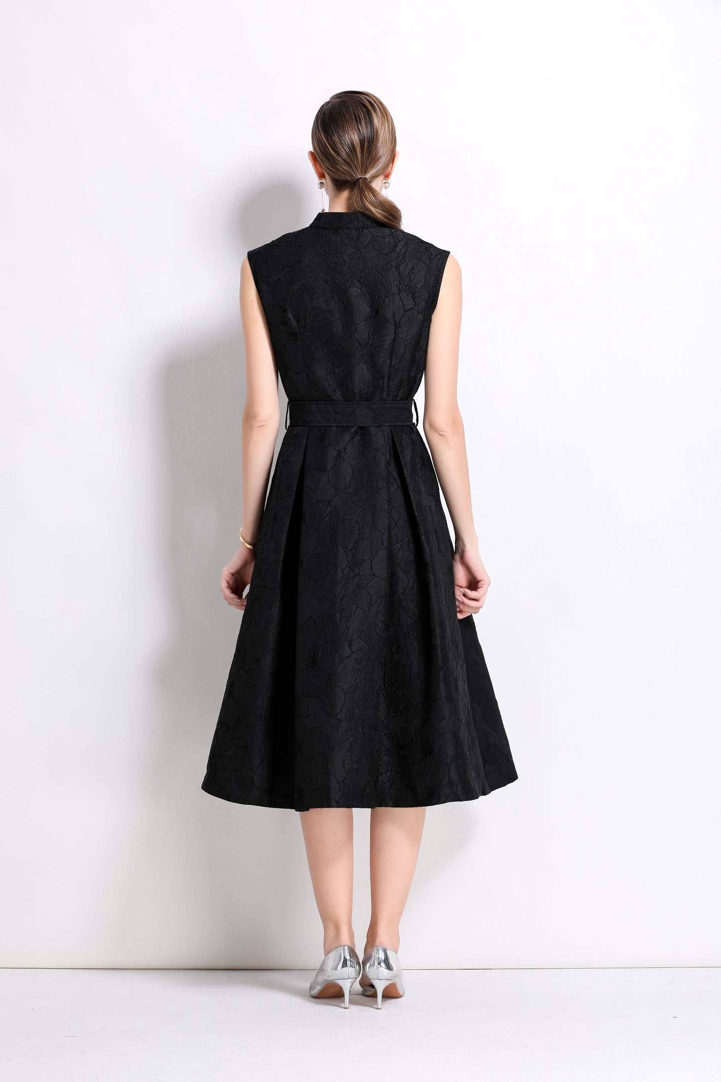 Women's Jacquard Sleeveless Vintage Rockabilly Dress