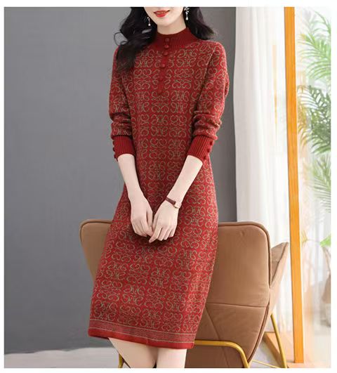 Women's Turtleneck Sweater Chunky Knit Tunic Dress