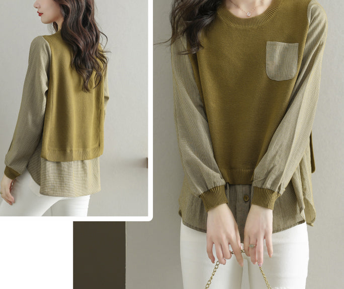 Women's Knit Stripe Long Sleeve Pullover Top