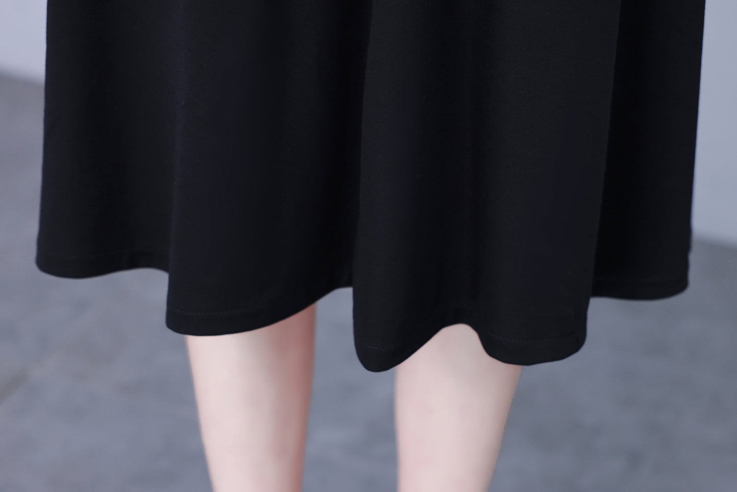 Women's Peter Pan Collar Short Sleeve A-line Midi Dress - LAI MENG FIVE CATS