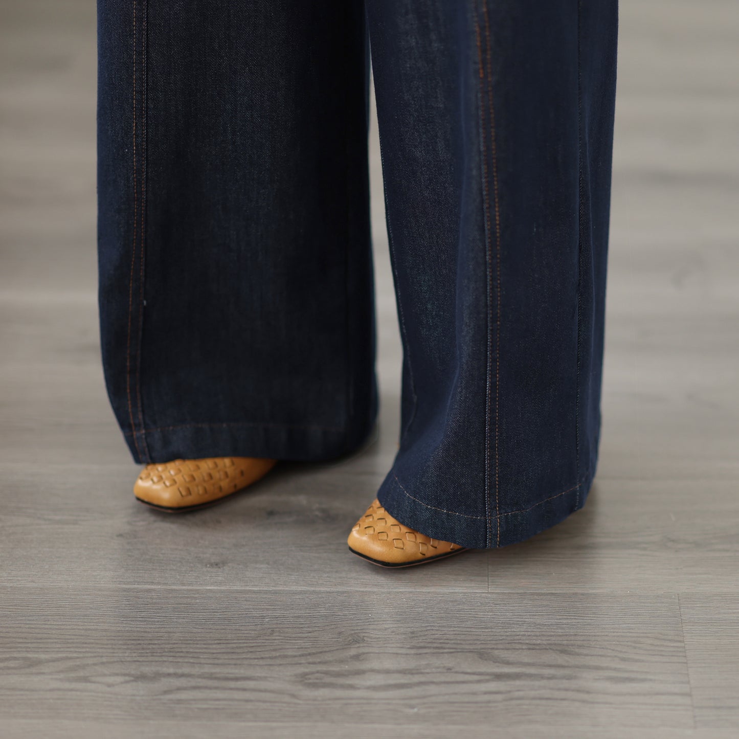 Bow Waist Wide Leg Jeans – Dark Wash Resort Denim Pants
