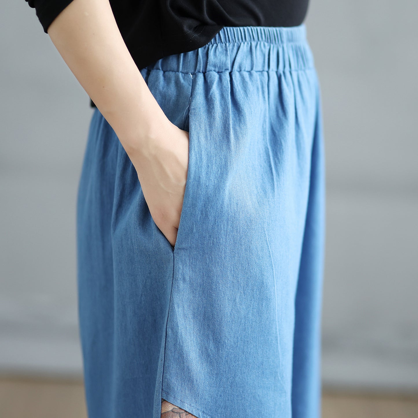 Women's Baggy Jeans Drawstring Waist Wide Leg