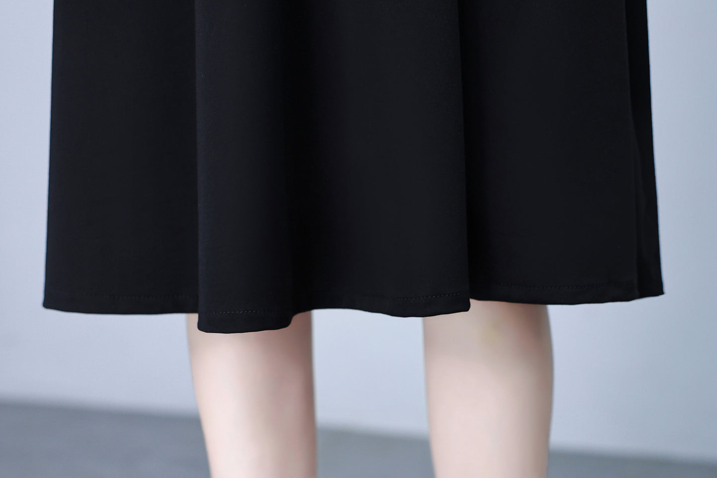 Women's Peter Pan Collar Short Sleeve Pocket Midi Dress - LAI MENG FIVE CATS