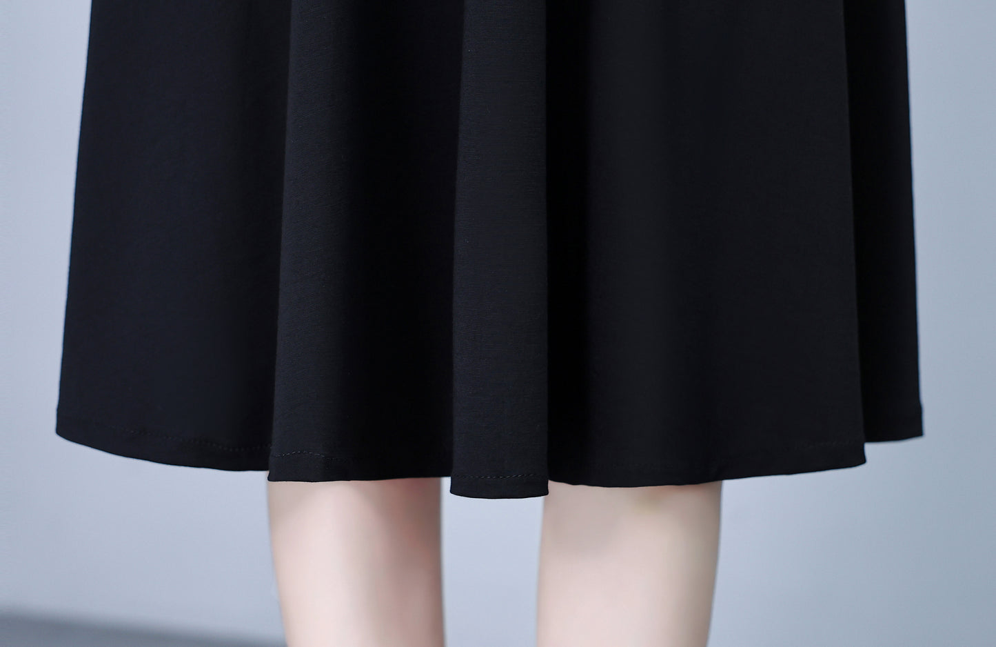 Women's Peter Pan Collar Short Sleeve Pocket Midi Dress - LAI MENG FIVE CATS