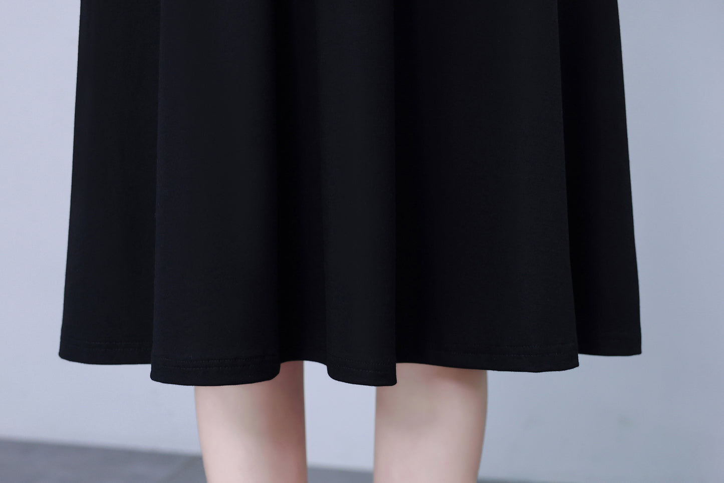 Women's Short Sleeve Pocket A-line Stretch Midi Dress - LAI MENG FIVE CATS