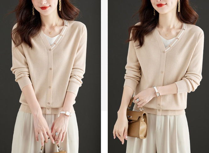 Women's Lightweight Cardigan V Neck Knit Sweater Tops