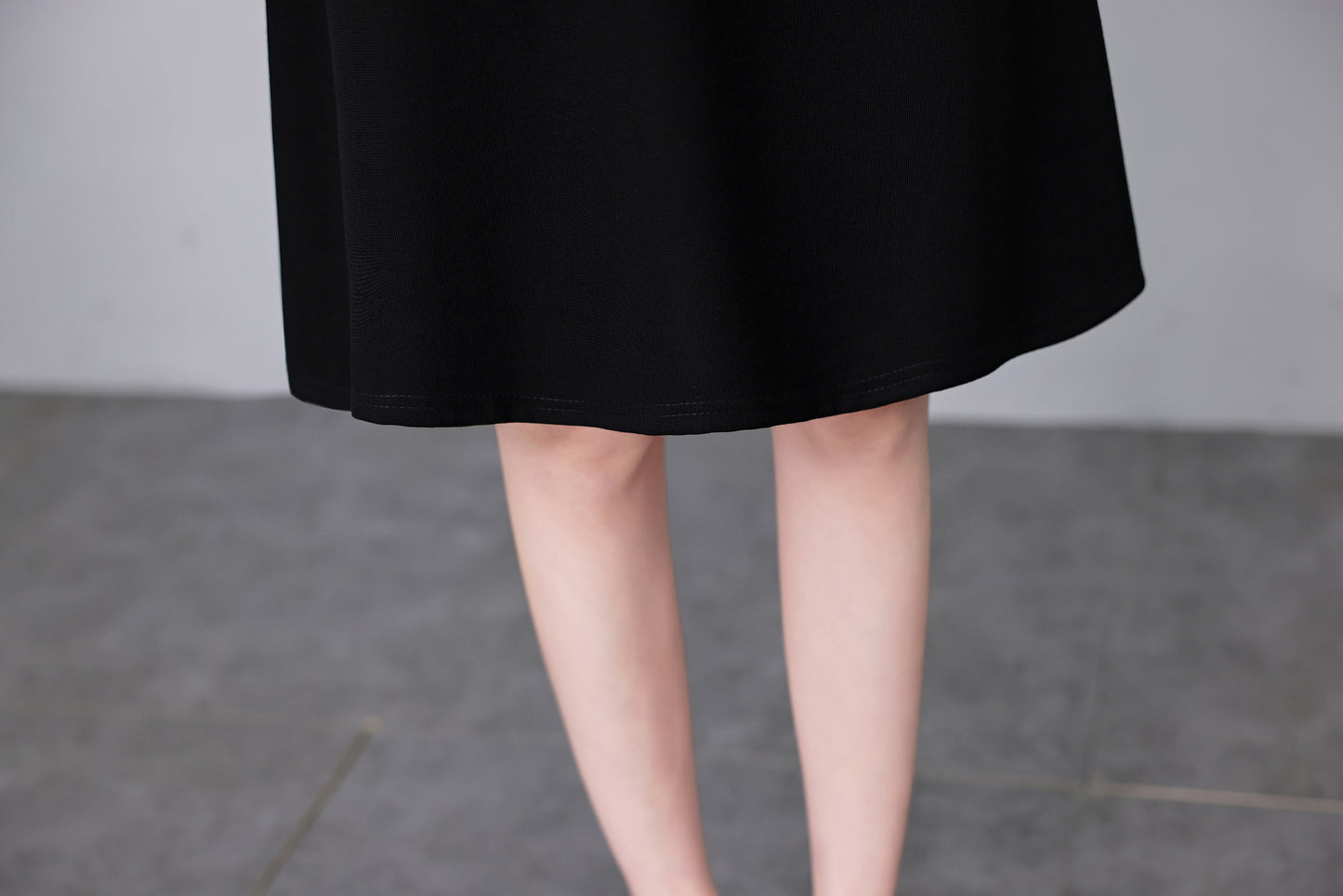 Women's Lapel V-Neck Pocket Long Sleeve Black Dress