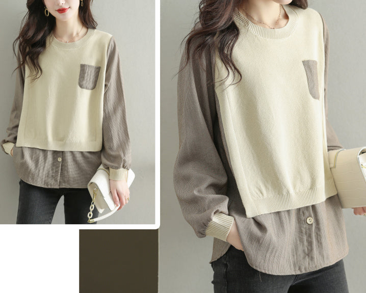 Women's Knit Stripe Long Sleeve Pullover Top