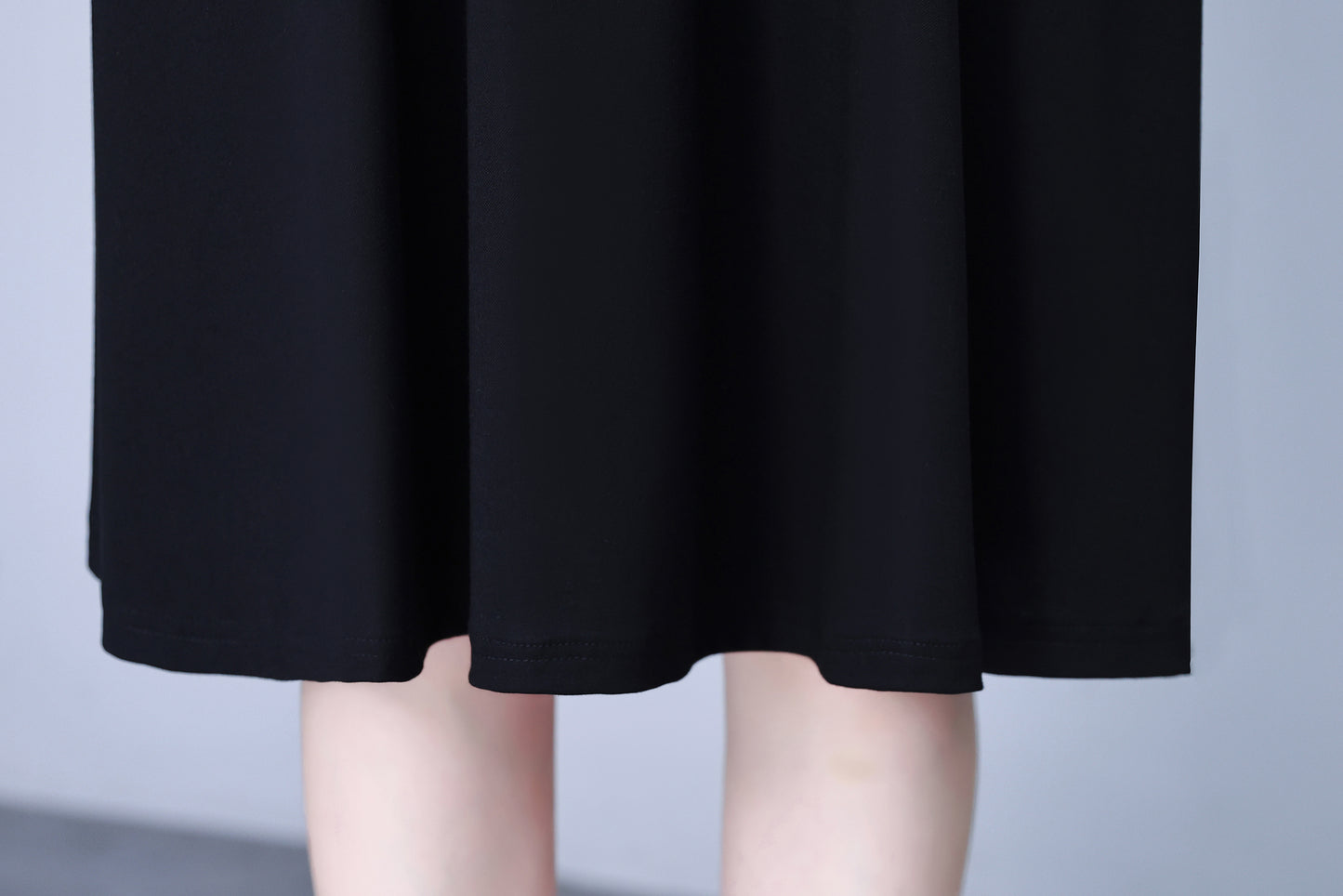 Women's Elegant Tie Neck Long Sleeve Black Dress