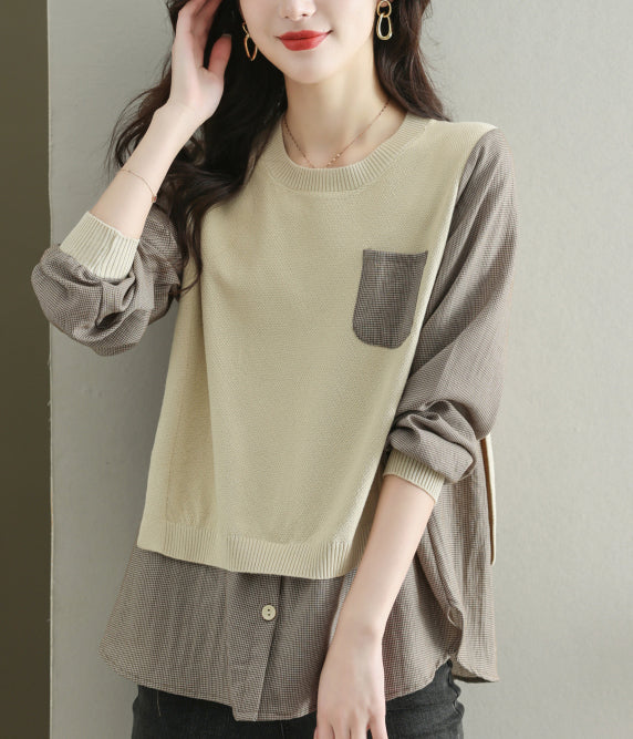 Women's Knit Stripe Long Sleeve Pullover Top