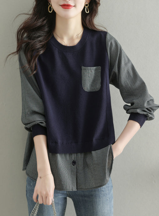 Women's Knit Stripe Long Sleeve Pullover Top