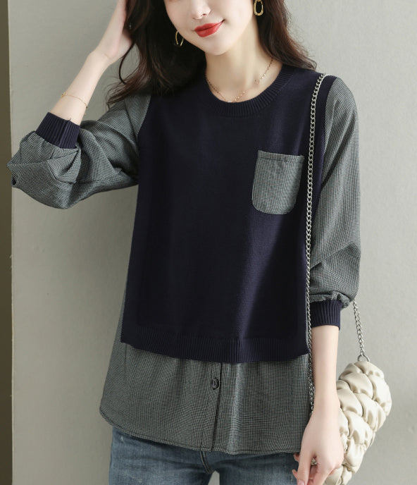 Women's Knit Stripe Long Sleeve Pullover Top