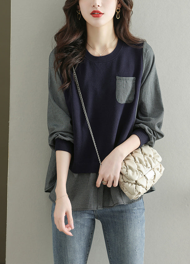 Women's Knit Stripe Long Sleeve Pullover Top