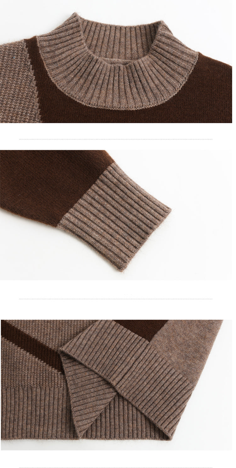 Women's Color Block Sweater Long Sleeve Ribbed Knit Tops