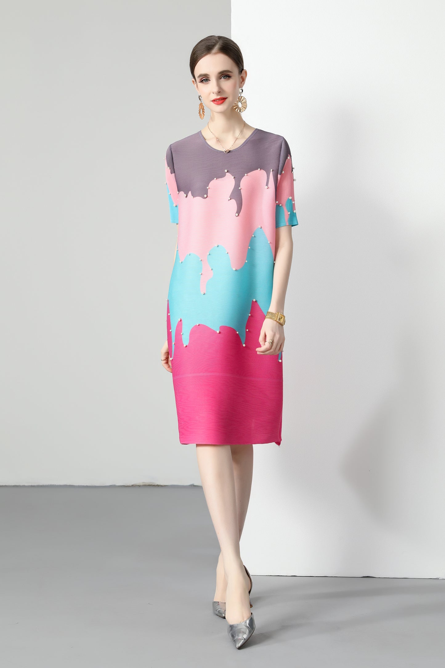 Pleats Please Elastic Loose Midi Dress