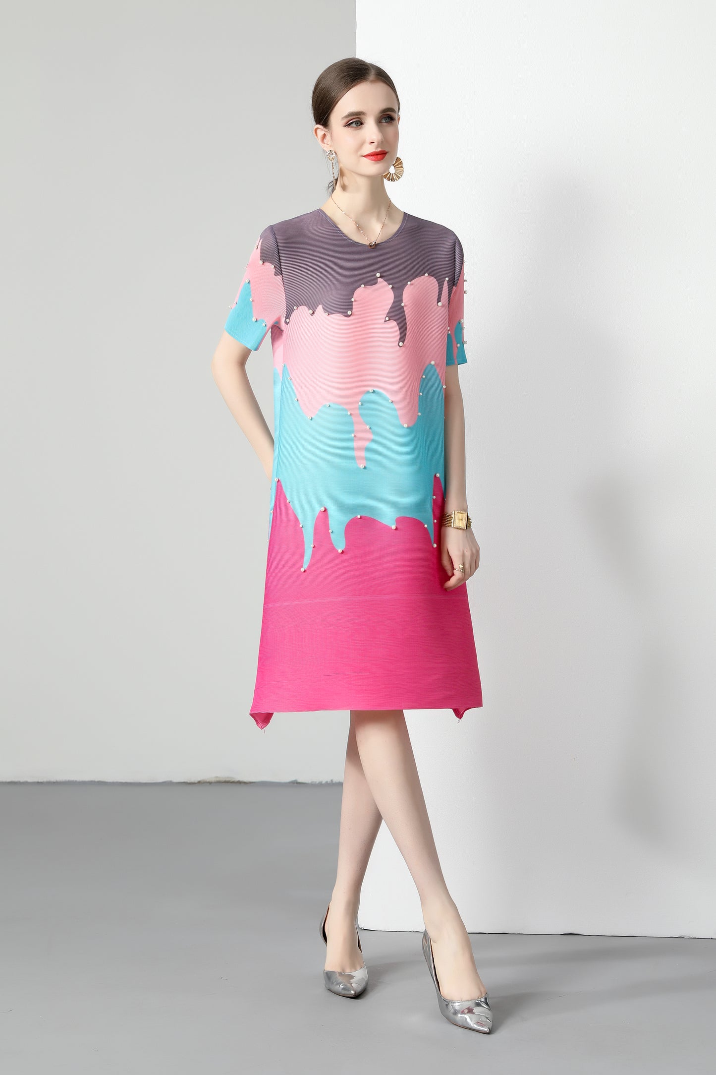 Pleats Please Elastic Loose Midi Dress