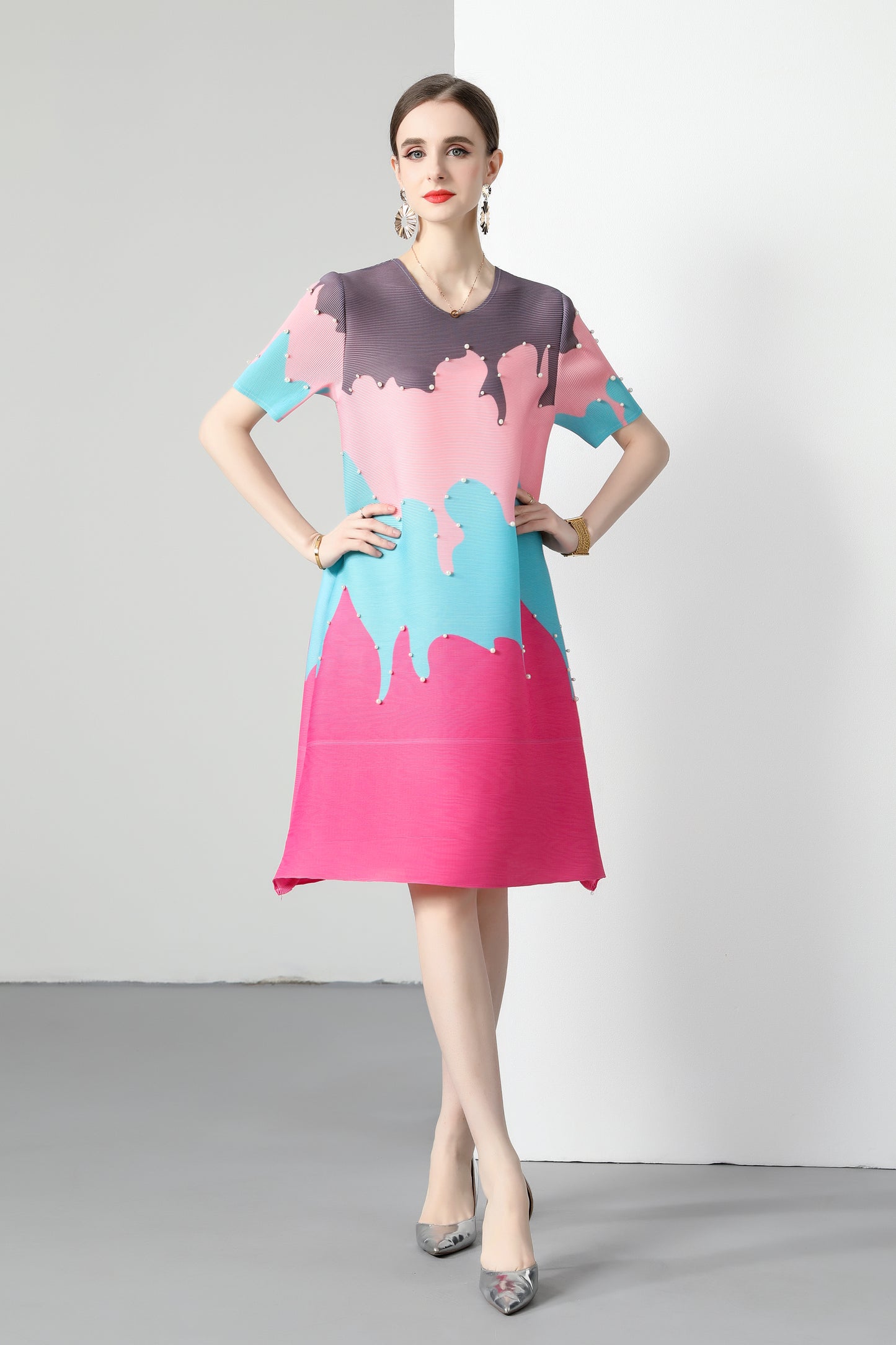 Pleats Please Elastic Loose Midi Dress