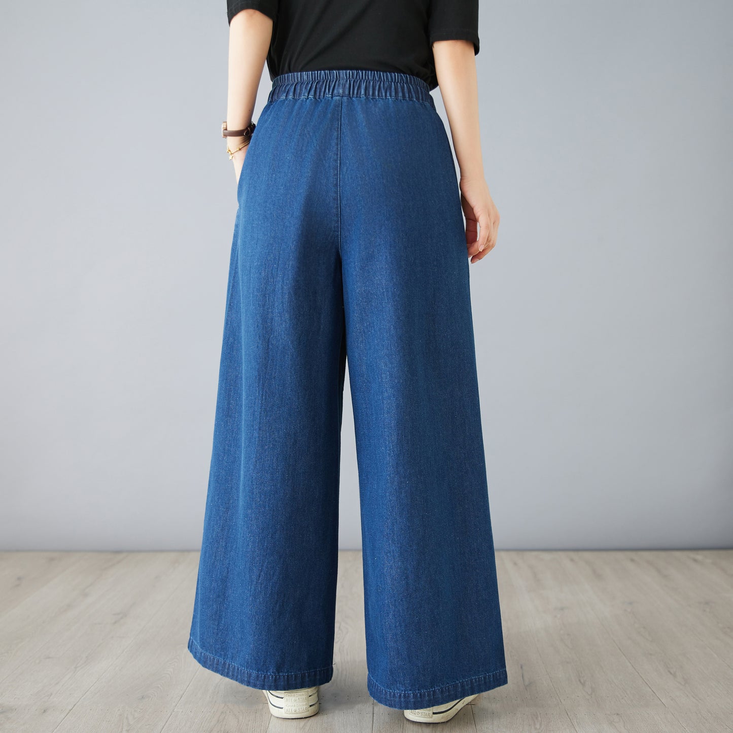 Women's Jeans Elastic Waist Wide Leg Denim Pants