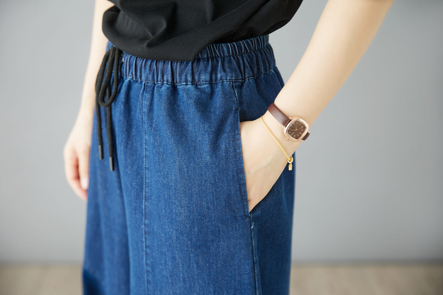 Women's Jeans Elastic Waist Wide Leg Denim Pants