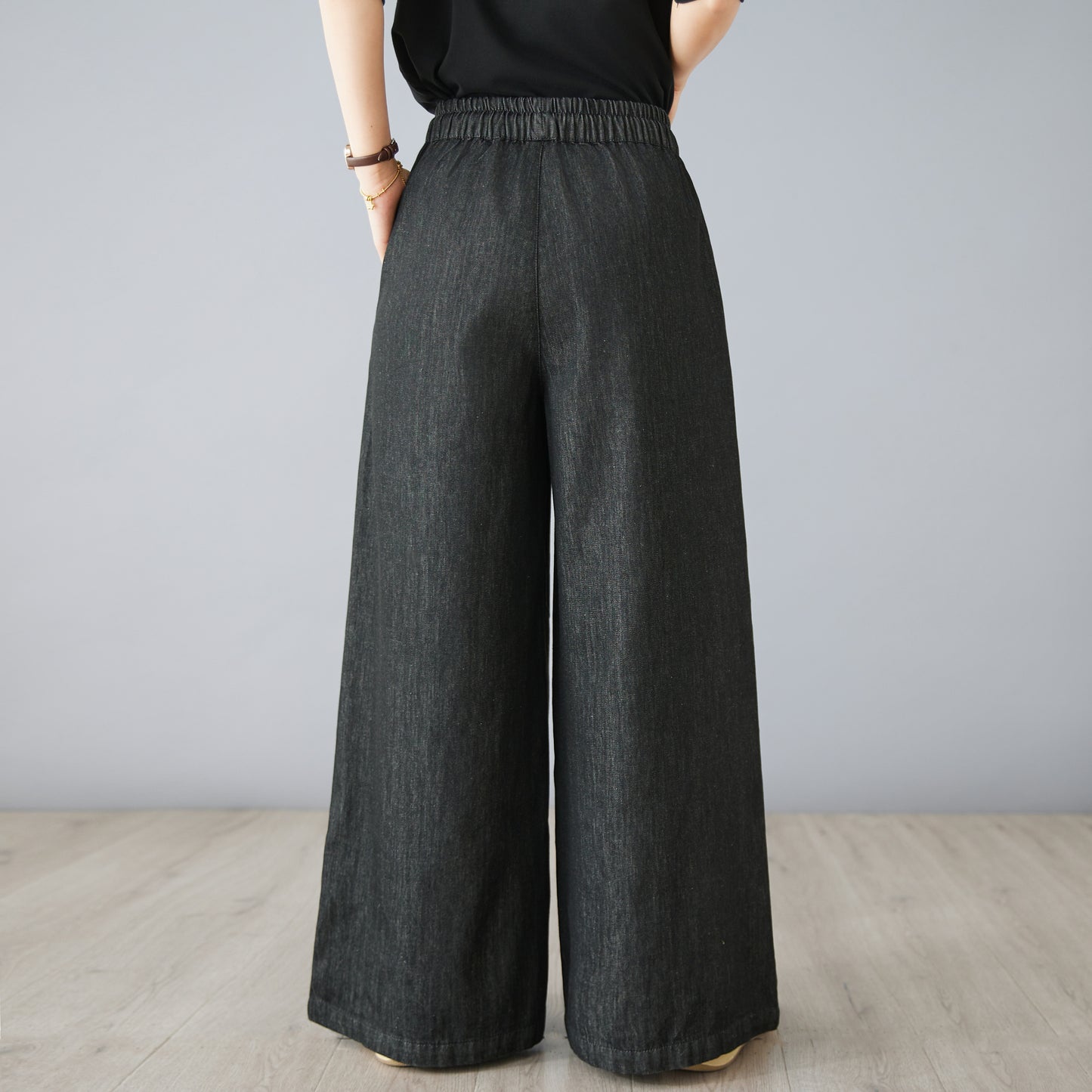 Women's Jeans Elastic Waist Wide Leg Denim Pants