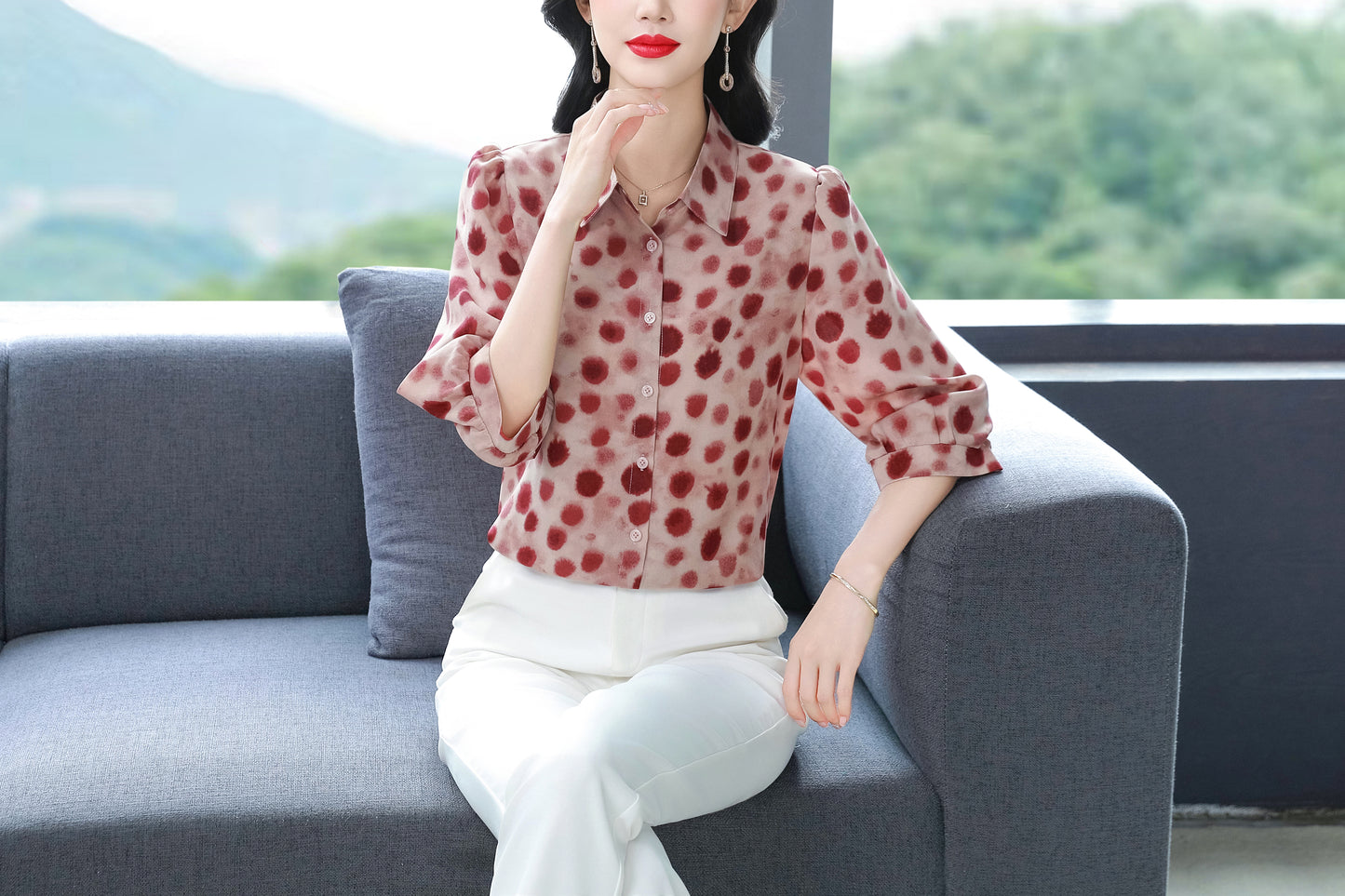 Women's Floral Print Shirt Loose Blouses Tops