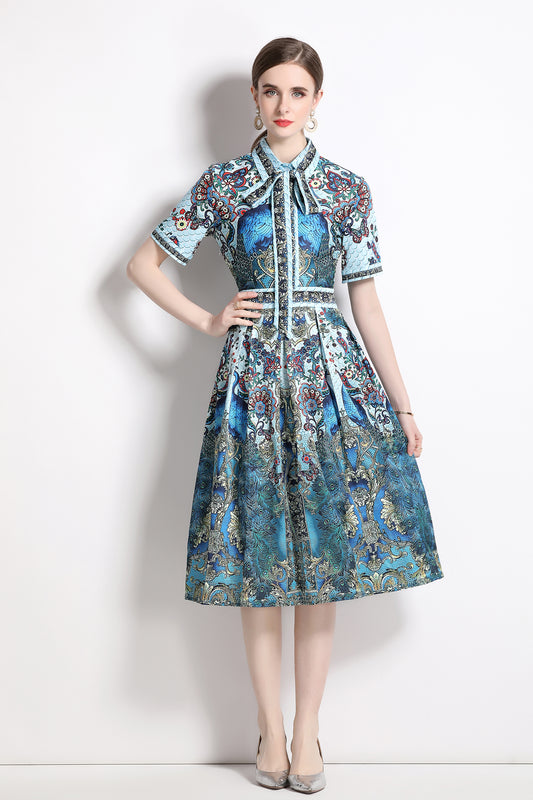 Women's Summer Collar Button Midi Dress