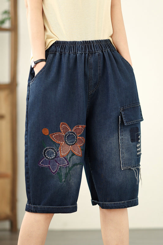 Women Denim Harem Pants Loose Jeans Elastic Waist