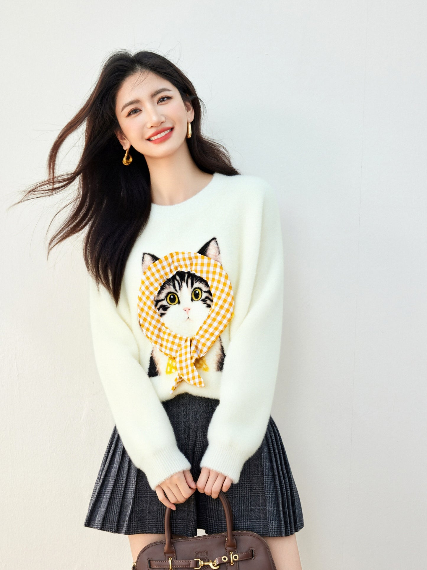 Women's Cat Sweater Fun Graphic Pullover Top