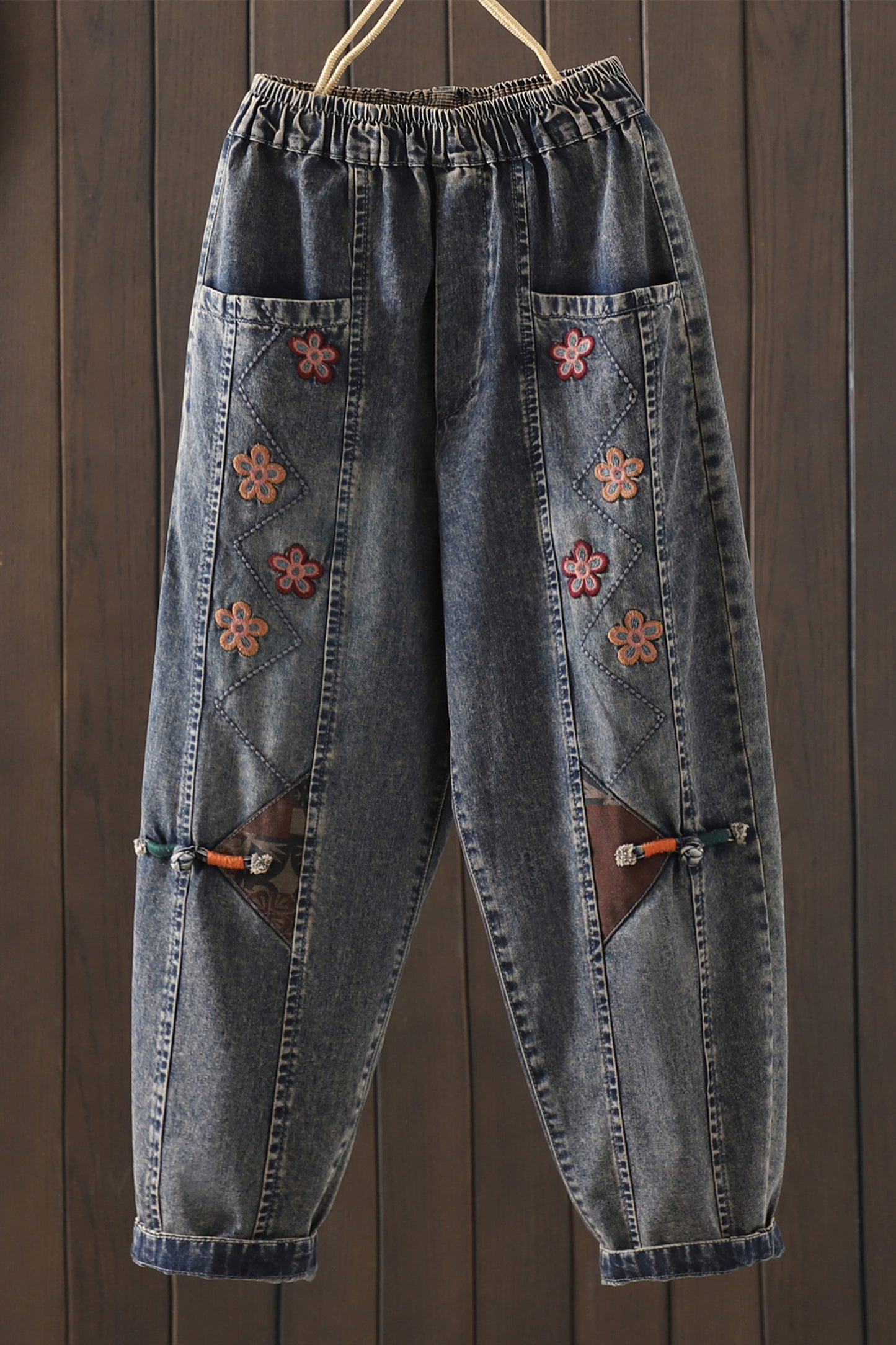 Women Jeans Denim Loose Elastic Waist Pants