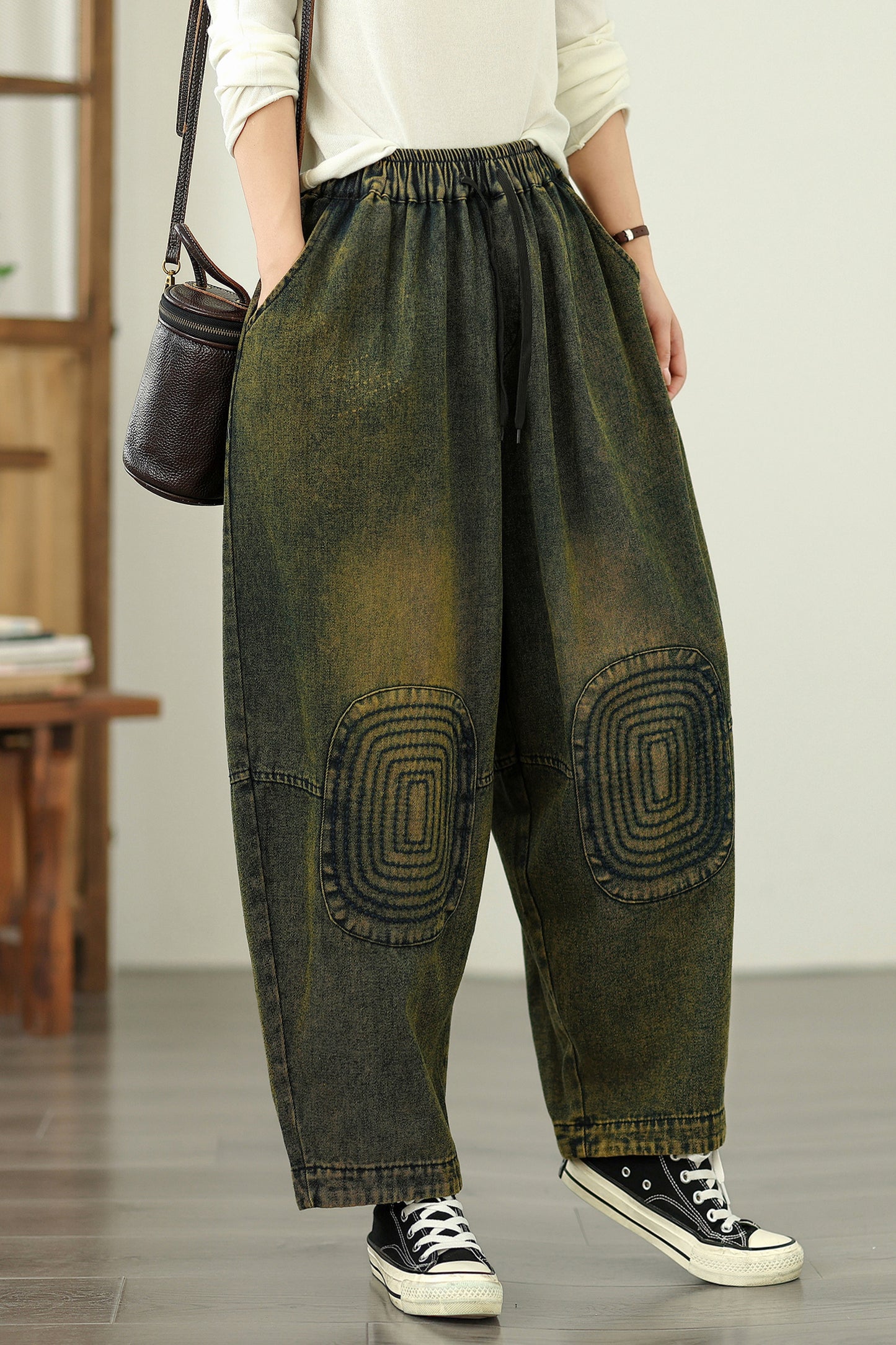 Women's Harem Jeans Drawstring Waist Print Pants
