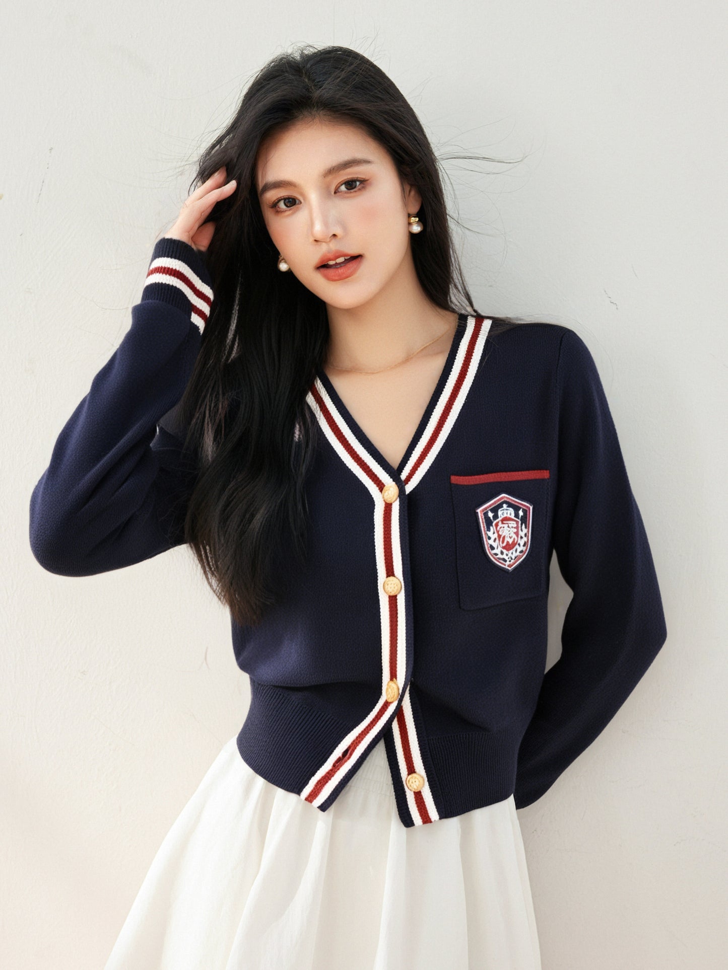 Women's Sweater V-Neck Ribbed Knit Preppy Knitwear