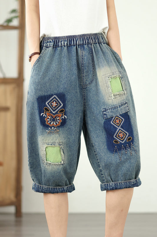 Women Jeans Denim Harem Pants Elastic Waist