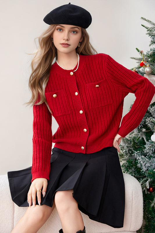 SD-Womens Cardigan with Pockets Buttons - LAI MENG FIVE CATS