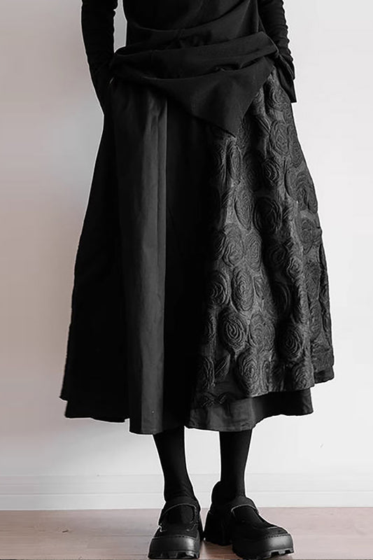 Patchwork High Elastic Waist Layer Skirt
