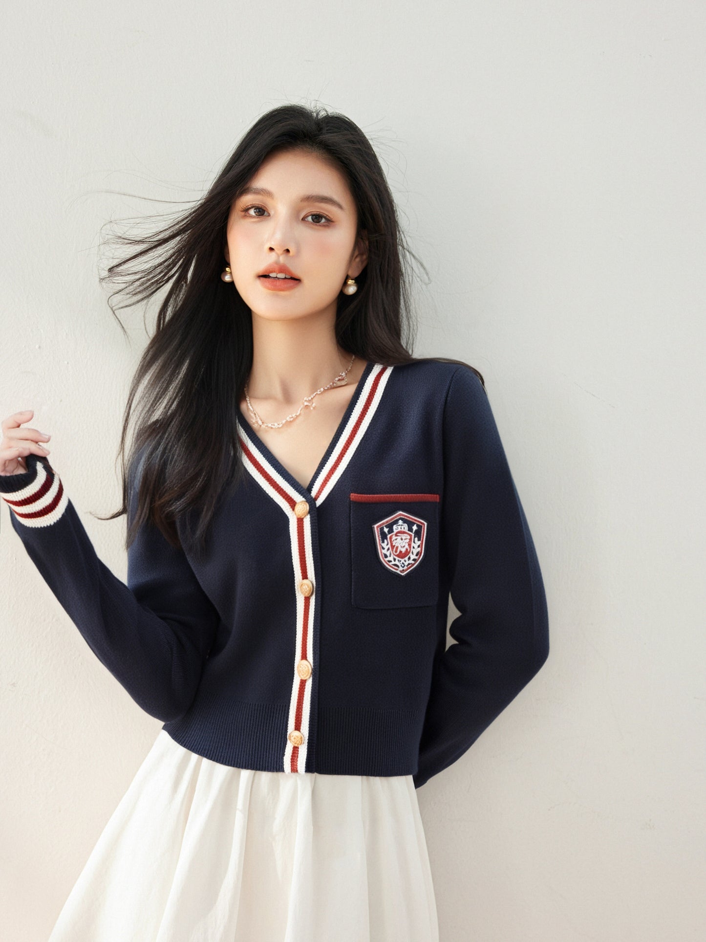 Women's Sweater V-Neck Ribbed Knit Preppy Knitwear