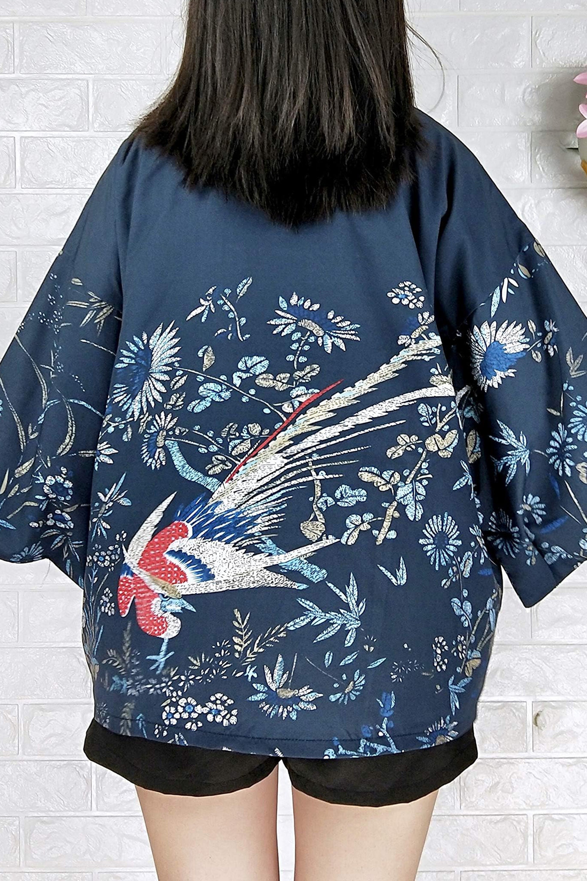 K10-Women's Floral Print Cardigan Kimono Cute Tops - LAI MENG FIVE CATS