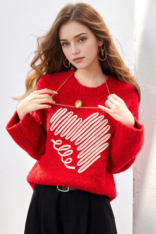 SD-Loose Fit LOVE Pattern Pullover Sweater - LAI MENG FIVE CATS