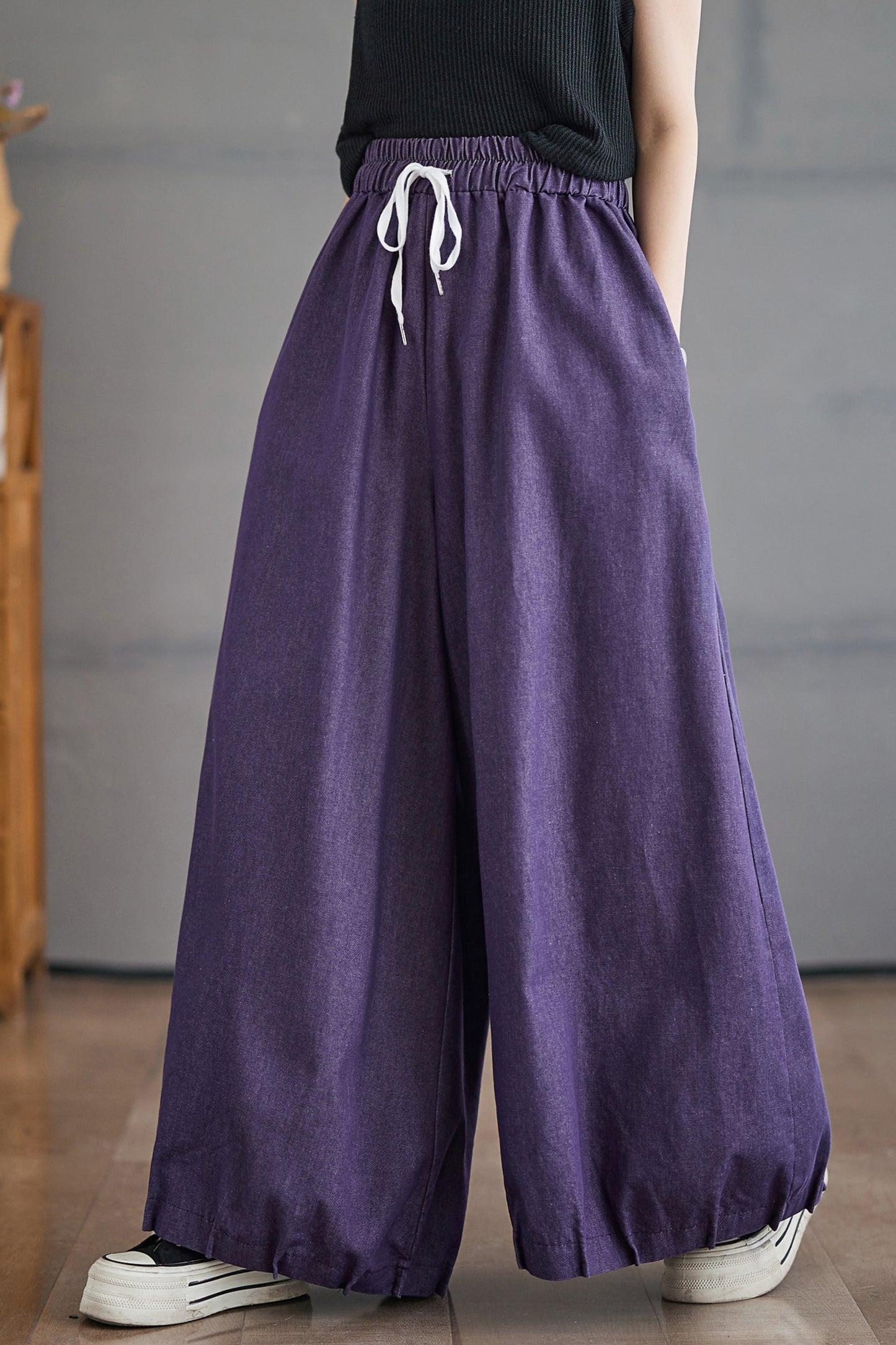 Women's Wide Leg Jeans Drawstring Waisted Pants