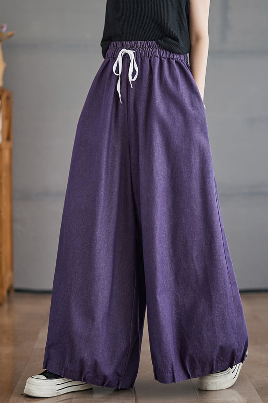 Women's Wide Leg Jeans Drawstring Waisted Pants