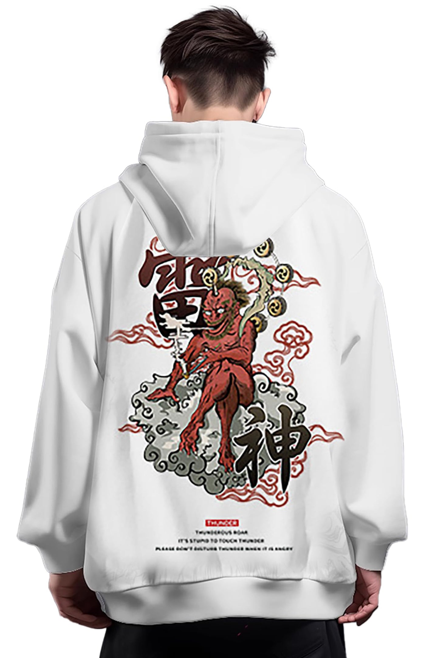 Drawstring Pattern Loose Hoodie with Pocket