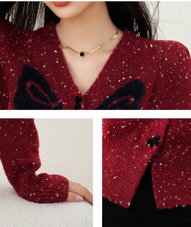 SD-Womens Long Sleeve Bow Cardigan - LAI MENG FIVE CATS